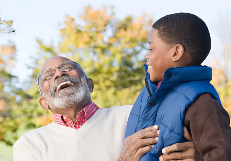 older man and grandson